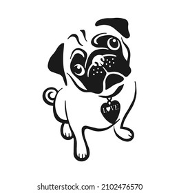 Stylized Vector Image Of A Funny Pug Dog