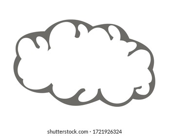 Stylized vector image of the human brain or a cloud with a minimum of detail. Dark outline with white fill