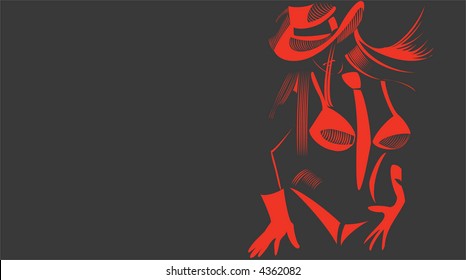 Stylized vector image of stripper woman on stag-party