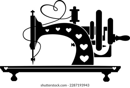 Stylized vector image of a vintage sewing machine