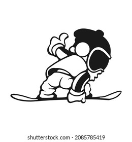Stylized Vector Image Of A Young Snowboarder