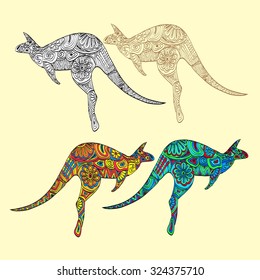 Stylized vector kangaroo, isolated on white background. Collection of animals for your design.