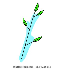 Stylized vector leaf illustration with smooth shapes and fresh blue-green tones, ideal for eco designs, nature concepts, and decorative graphic projects.