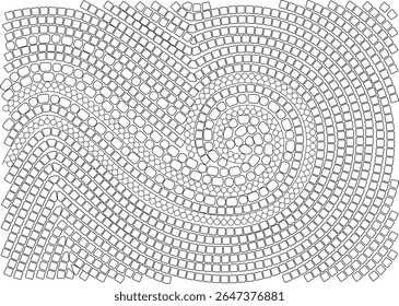 Arte estilizada em linha vetorial de um design dinâmico em mosaico com formas geométricas interconectadas, perfeito para fundos e empreendimentos criativos.