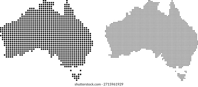 Stylized vector map of Australia continent composed of black dots on a clean white background
