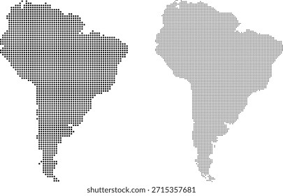 Mapa de Vector estilizado de América del Sur compuesto de puntos negros sobre un fondo blanco limpio