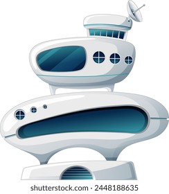 Stylized vector of a modern, sleek space station