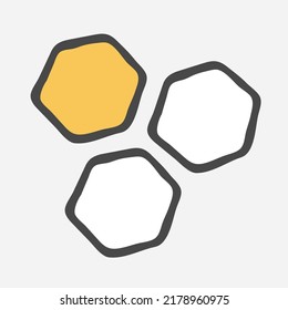 Stylized vector objects, separate elements on the theme: honeycombs, honeycombs. Botany of creating printed products, prints for fabric, covers, paper, upholstery, curtains