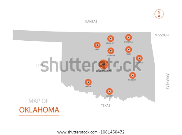 Stylized Vector Oklahoma Map Showing Big Stock Vector Royalty