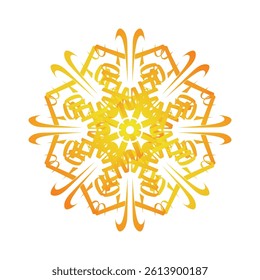 Stylized vector ornament created from custom lettering, featuring a vibrant yellow-orange gradient inspired by sunlight. Ideal for warm-themed logos, decorative designs, and modern emblems.