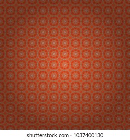Stylized vector ornament. Texture with flowers for use in textile design or wrapping paper. Beautiful abstract seamless pattern. Kaleidoscope geometric style in orange, blue and red colors.