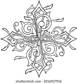 Stylized vector ornamental cross design