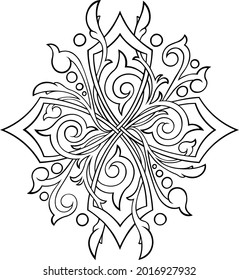 Stylized vector ornamental cross design