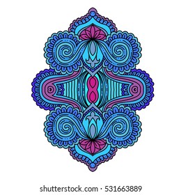 stylized Vector ornamental Lotus flower, ethnic art, patterned Indian paisley. Hand drawn illustration. Invitation element. Tattoo, astrology, alchemy, boho and magic symbol.