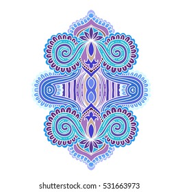 stylized Vector ornamental Lotus flower, ethnic art, patterned Indian paisley. Hand drawn illustration. Invitation element. Tattoo, astrology, alchemy, boho and magic symbol.