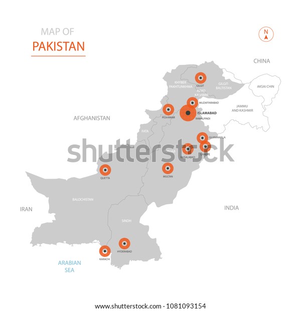 Stylized Vector Pakistan Map Showing Big Stock Vector (Royalty Free ...