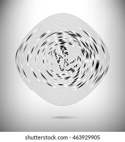 Stylized vector rhombus of black halftone lines. 