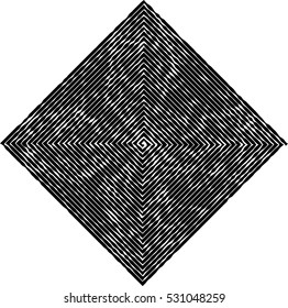 Stylized vector rhombus of black halftone lines.