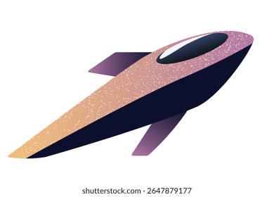 Foguete vetorial estilizado com detalhes decorativos cósmicos para design e ilustrações com temas espaciais

