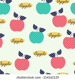 Stylized vector seamless pattern with apple 
