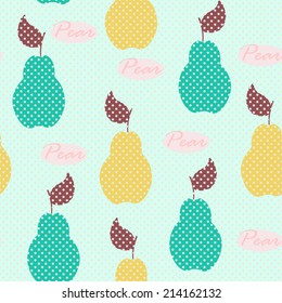Stylized vector seamless pattern with pear