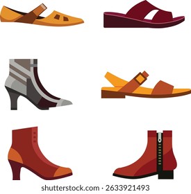 Stylized Vector Set of Women’s Shoes and Boots