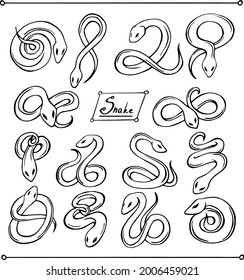 Conjunto vectorial estilizado de serpientes