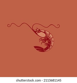 Stylized vector shrimp. Sea shrimp.