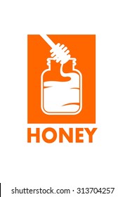 stylized vector sign on a white background, the emblem of honey