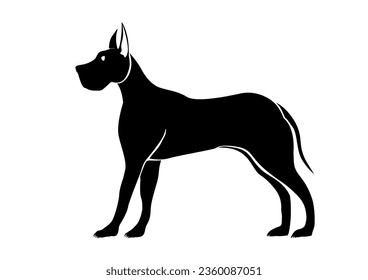 Stylized vector silhouette of a Great Dane over white background