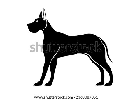 Stylized vector silhouette of a Great Dane over white background