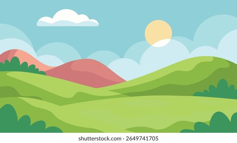 Stylized vector silhouette of rolling hills under a clear sky
