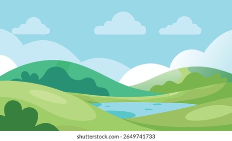 Stylized vector silhouette of rolling hills under a clear sky