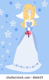 stylized vector silutte-beautiful bride