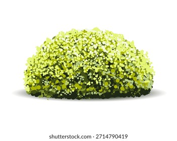 Esboço vetorial estilizado de arbusto folhoso amarelo brilhante
