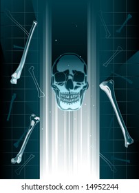 Stylized vector skull and bones x-ray or hologram