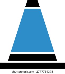 A stylized vector spotlight illustration featuring a gradient blue fill, black outline, and base shadow for modern design or presentation use. Clean and minimalist vector style with flat color blocks.