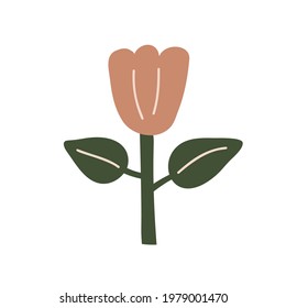 Stylized vector spring flower. Scandinavian illustration art element. Decorative summer floral image for greeting Valentine card or poster, holiday banner.
