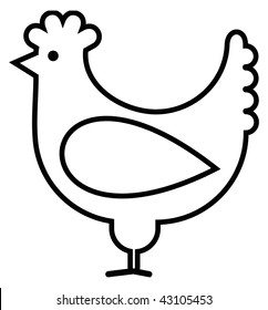 Stylized vector symbol of chicken (hen). Icon that represents chicken products or it's value in the product.