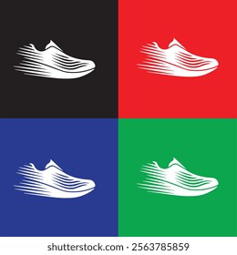 stylized vector symbol running shoe leaving a trail as a logo for a sports team