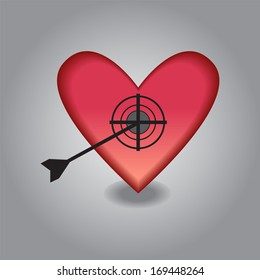 stylized vector Target of a heart and arrow