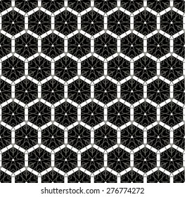 Stylized vector texture. Seamless vector. Repeating geometric tiles with hexagonal grid.