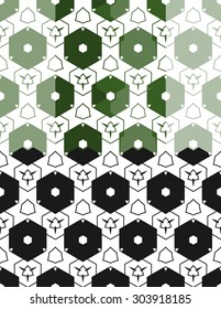 Stylized vector texture. Seamless vector. Repeating geometric tiles with hexagonal grid.