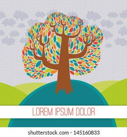 Stylized vector tree. Abstract vector tree on white background. symbol of nature. drawing for ecology leaflet