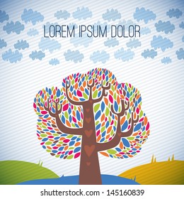 Stylized vector tree. Abstract vector tree on white background. symbol of nature. drawing for ecology leaflet