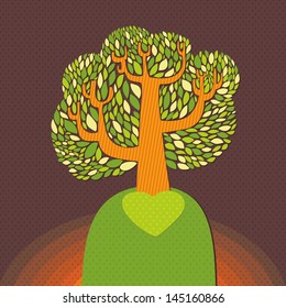 Stylized vector tree. Abstract vector tree on white background. symbol of nature. drawing for ecology leaflet