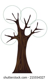 Stylized vector tree with for four branches and a strong stem.