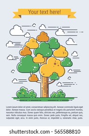 Stylized vector tree. Line art template for your design.