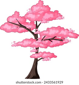 Un vector estilizado de un árbol con flores rosas.