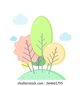 Stylized vector trees on the white background